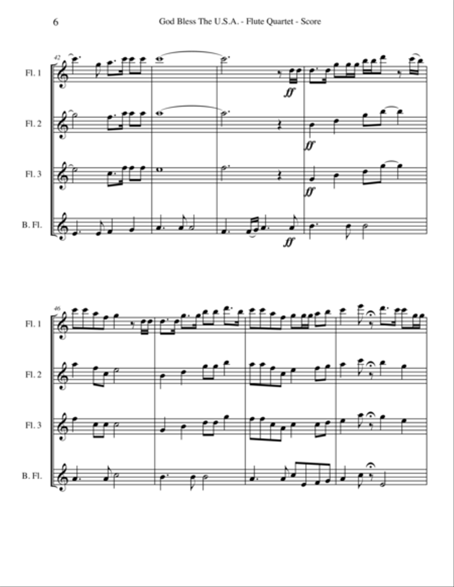 God Bless The U.S.A. Woodwind Quartet scores gallery preview page 6