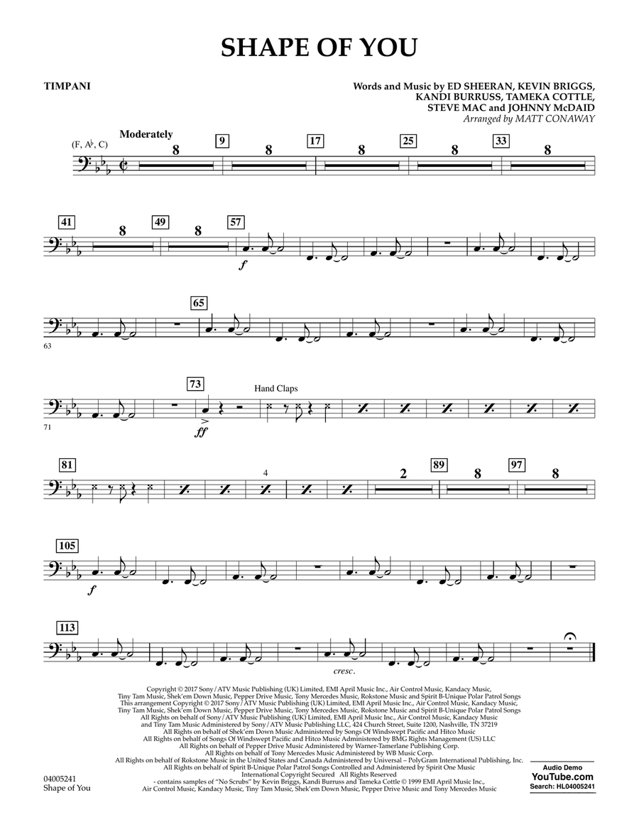 Shape of You - Timpani Percussion scores gallery preview page 1
