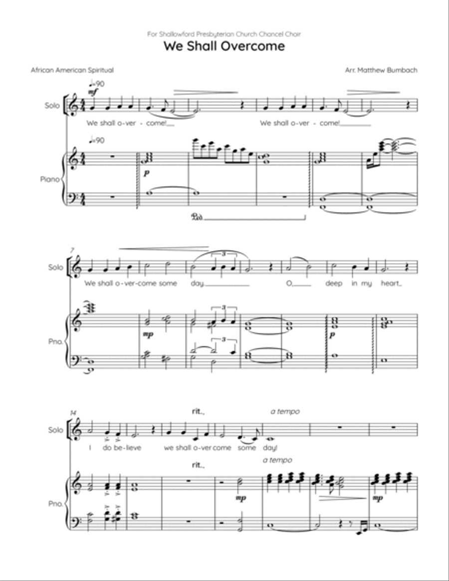 We Shall Overcome 4-Part scores gallery preview page 3
