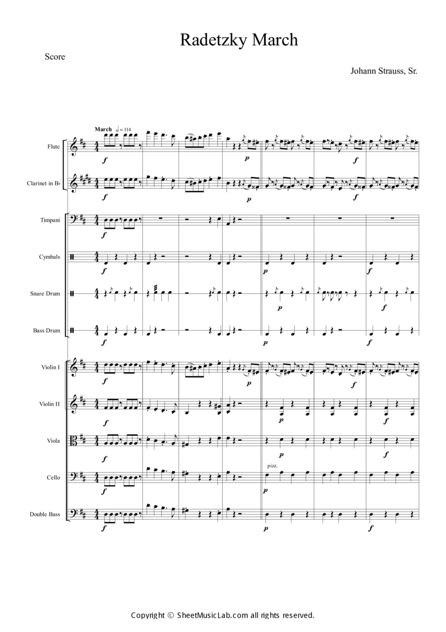 Radetzky Marsch Radetzky Marsch Orchestra scores gallery preview page 1