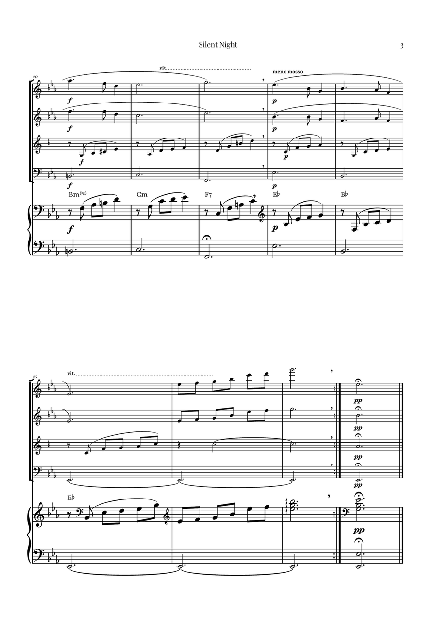 Silent Night | BEAUTIFUL Arrangement Woodwind Quartet scores gallery preview page 3