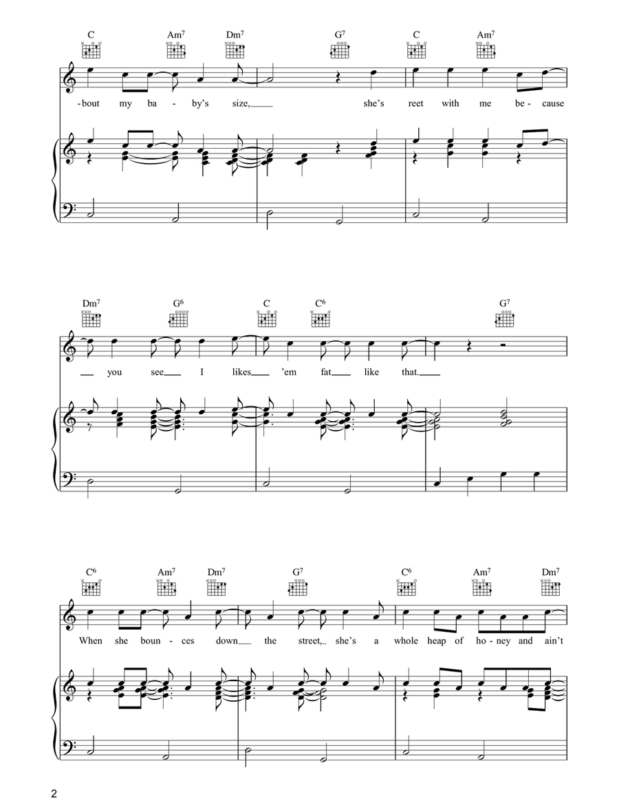 I Like 'em Fat Like That Piano, Vocal, Guitar scores gallery preview page 2