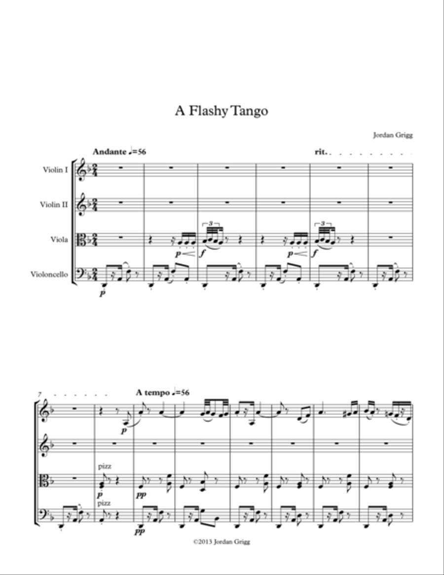 A Flashy Tango String Quartet scores gallery preview page 1