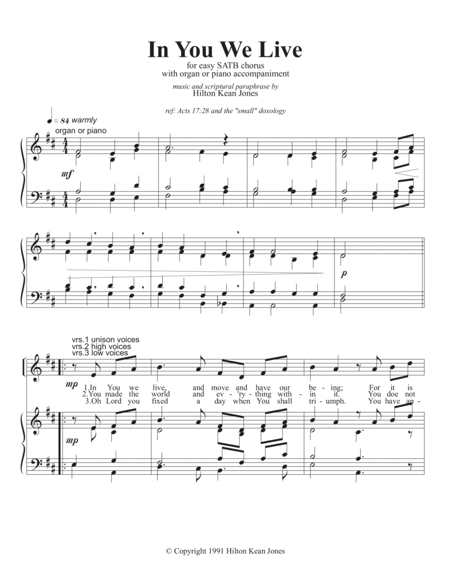 In You We Live Choir scores gallery preview page 1