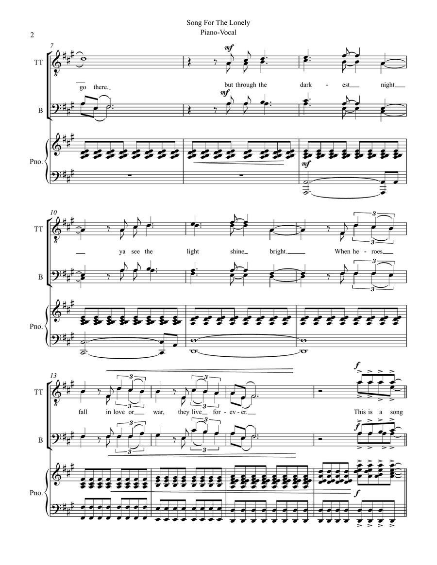 Song For The Lonely TTBB scores gallery preview page 2