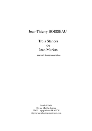 Trois Stances de Jean Moréas for voice and piano