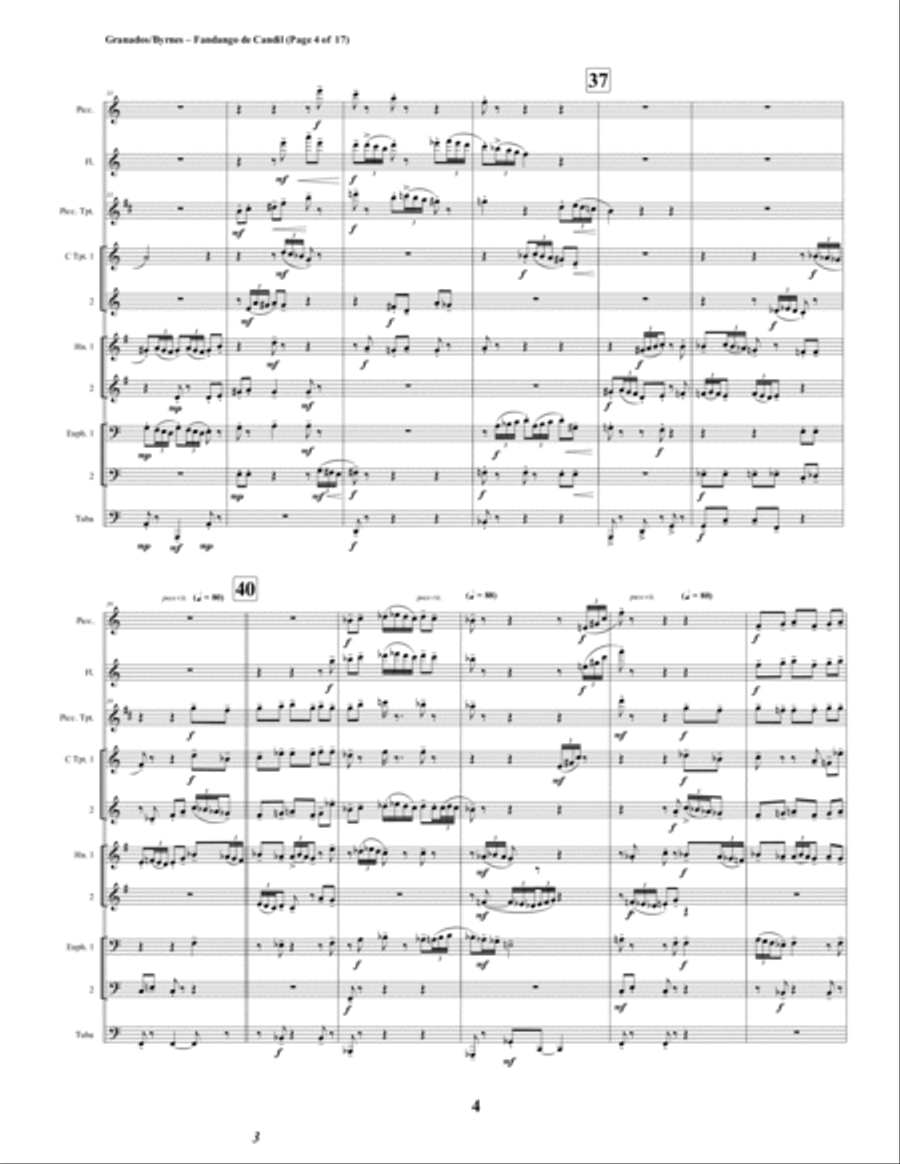 El Fandango de Candil (Fandango by Candlelight) for Brass Octet + Flute, Piccolo Chamber Orchestra scores gallery preview page 4