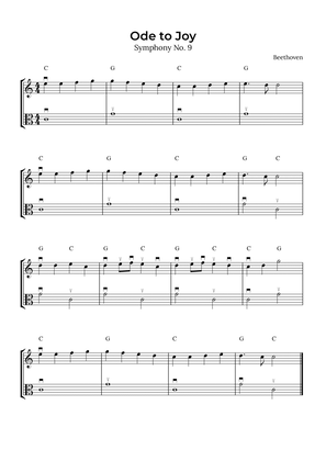 Ode to Joy (Violin and Viola with chord and bow notation)