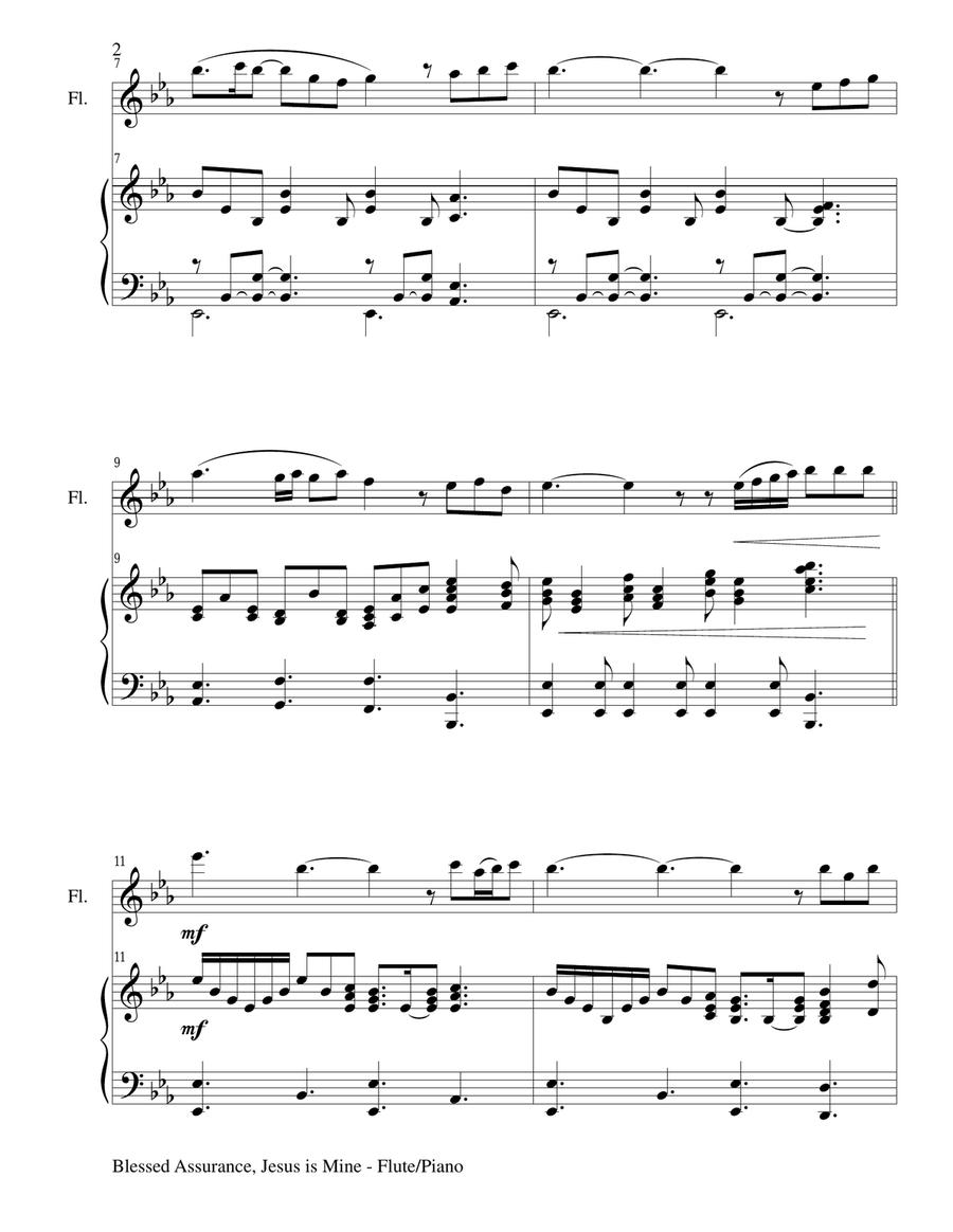 BLESSED ASSURANCE (Flute/Piano and Flute Part) Flute Solo scores gallery preview page 2