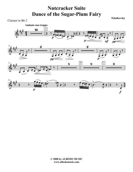 Tchaikovsky Nutcracker Suite - Clarinet in Bb 2 (Transposed Part), Op.71a