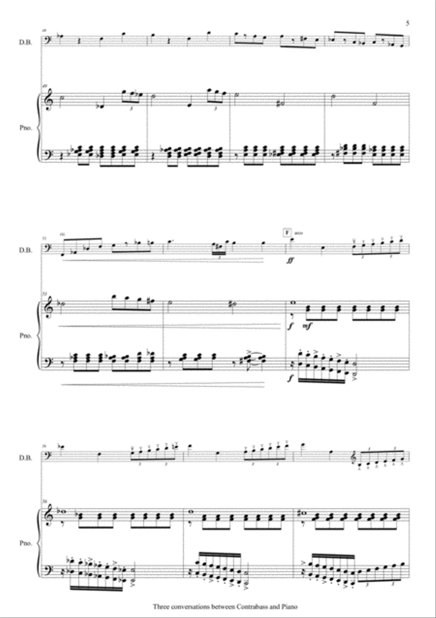 3 Conversations between Contrabass and Piano Double Bass scores gallery preview page 5