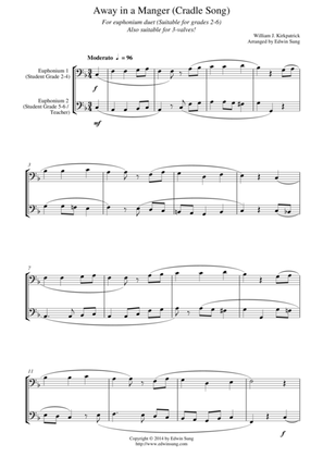 Away in a Manger (Cradle Song) (for euphonium duet (bass clef, 3 or 4 valved), suitable for grades 2