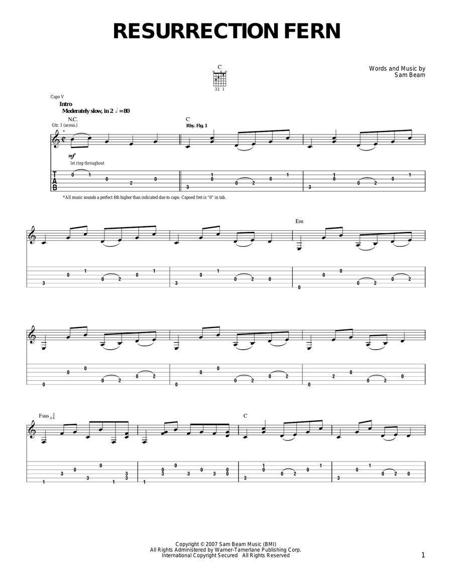 Resurrection Fern Acoustic Guitar scores gallery preview page 1
