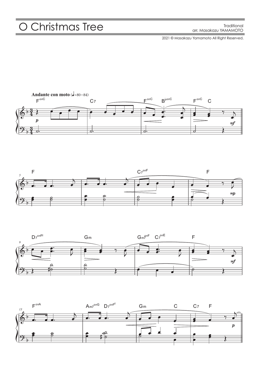 O Christmas Tree [Piano solo / beginner / Christmas Music Arr.] Piano Solo scores gallery preview page 1