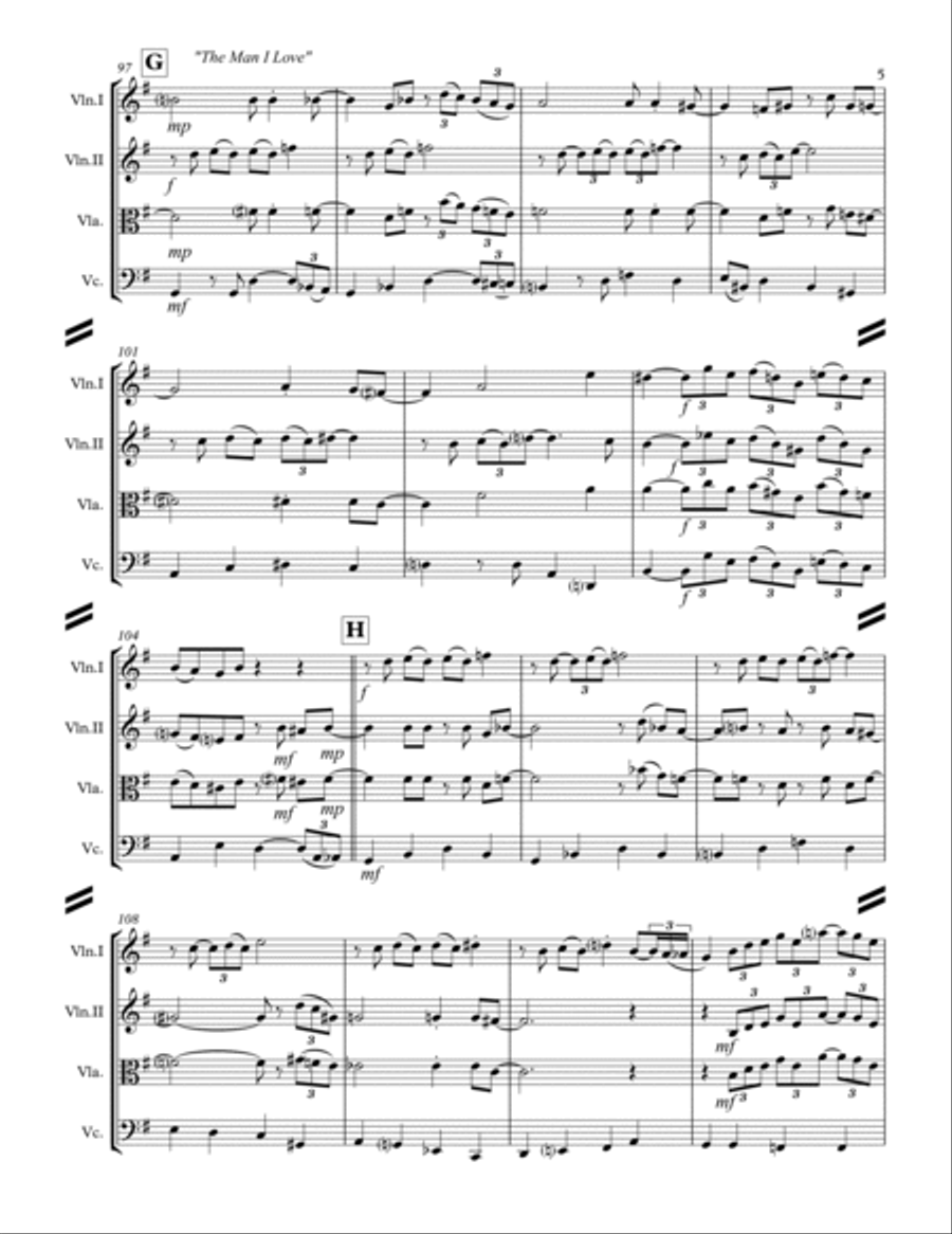 Gershwin Medley (for String Quartet) String Quartet scores gallery preview page 6