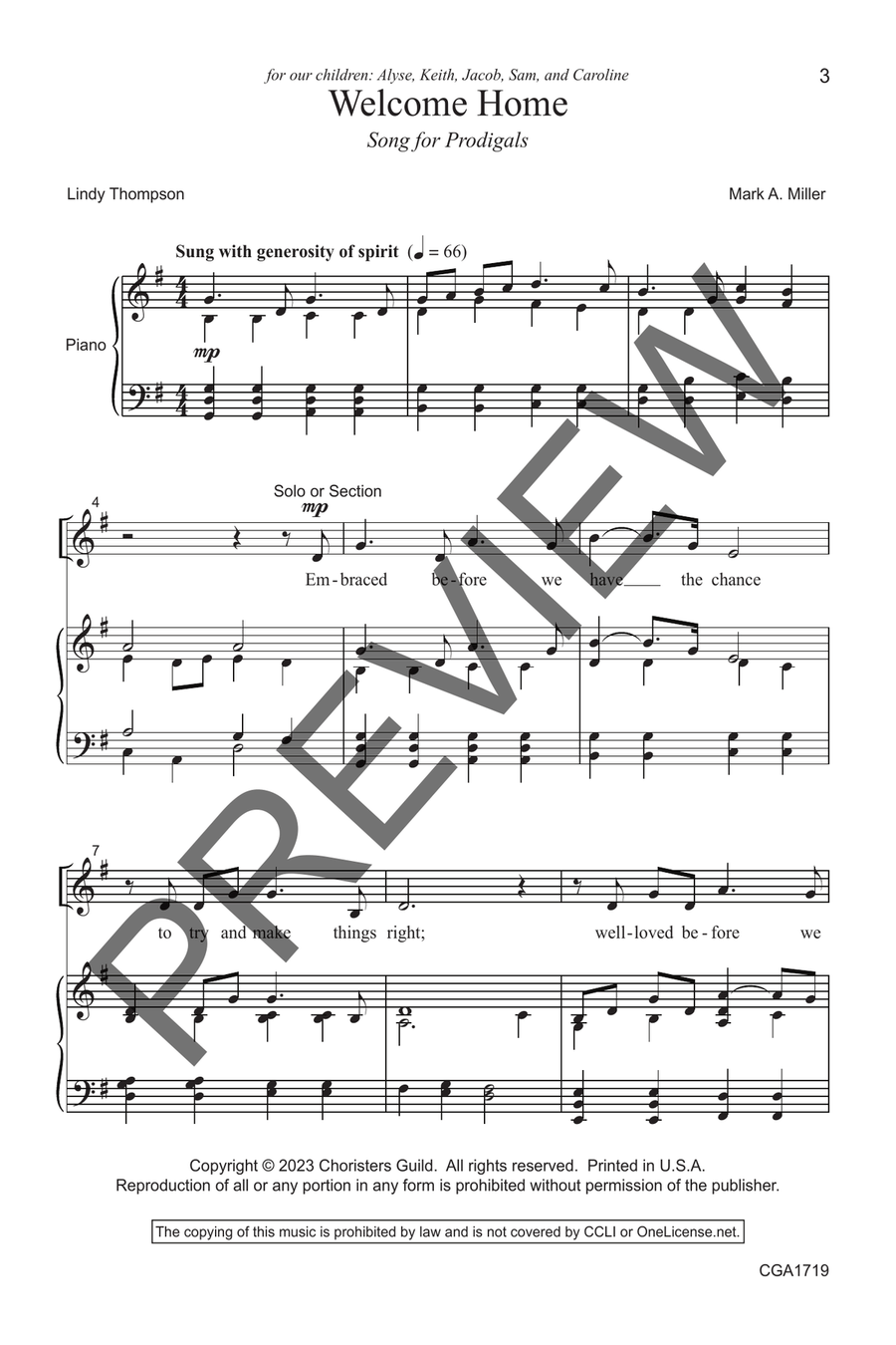 Welcome Home [Song for Prodigals] (SATB) 4-Part scores gallery preview page 2