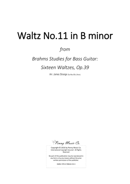 Brahms Waltz No.11 in B minor for Bass Guitar