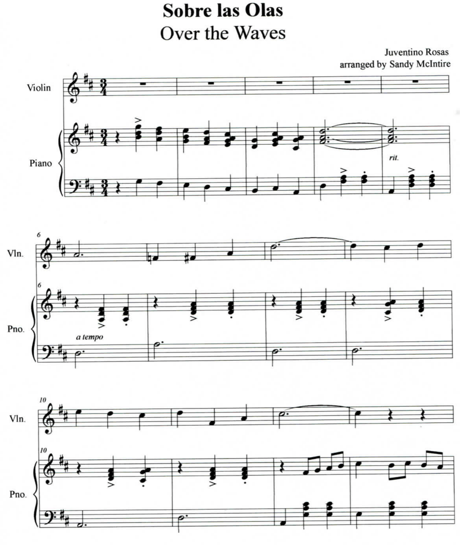 Sobre las Olas Violin Solo scores gallery preview page 1