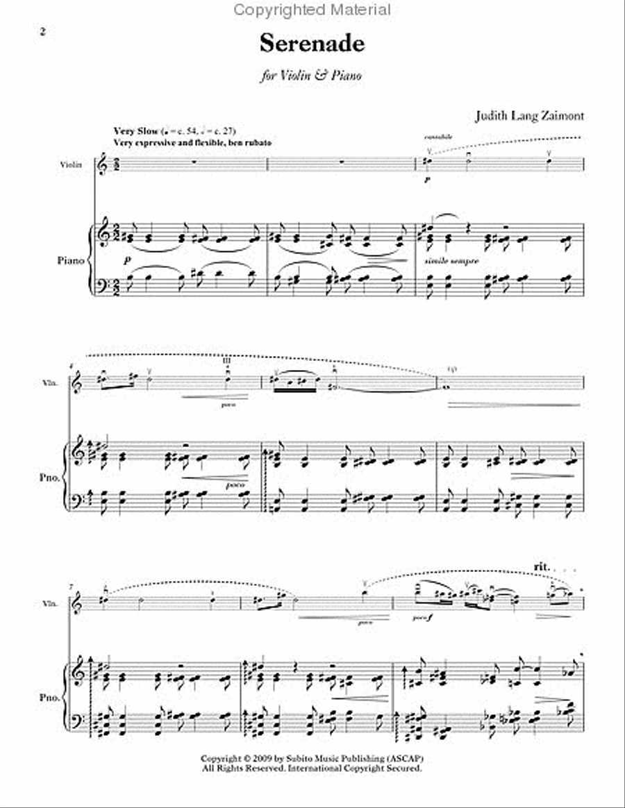 Serenade Violin Solo scores gallery preview page 2