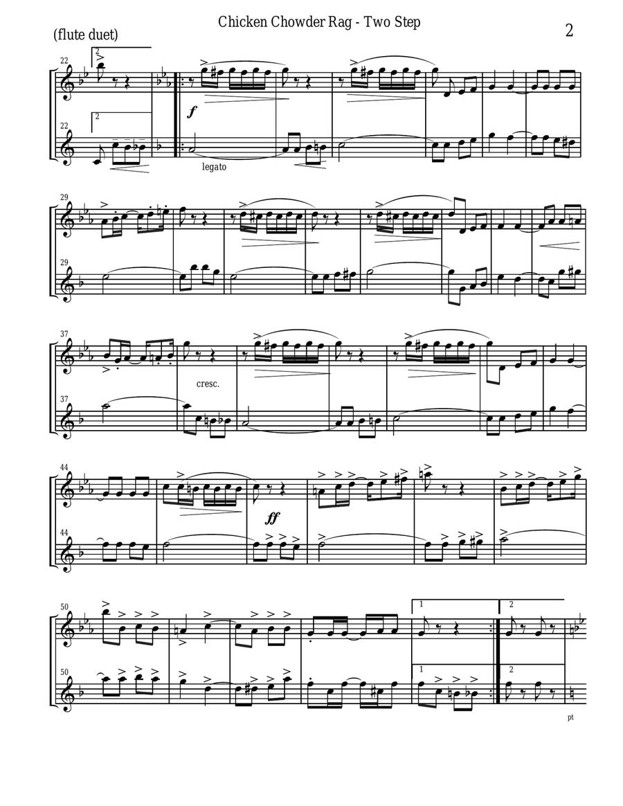 Chicken Chowder Rag by Irene Giblin for flute and clarinet duet Woodwind Duet scores gallery preview page 2