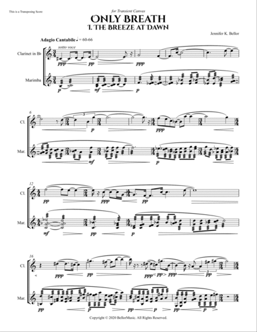 Only Breath - Duet for Bb Clarinet and Marimba Chamber Music scores gallery preview page 3
