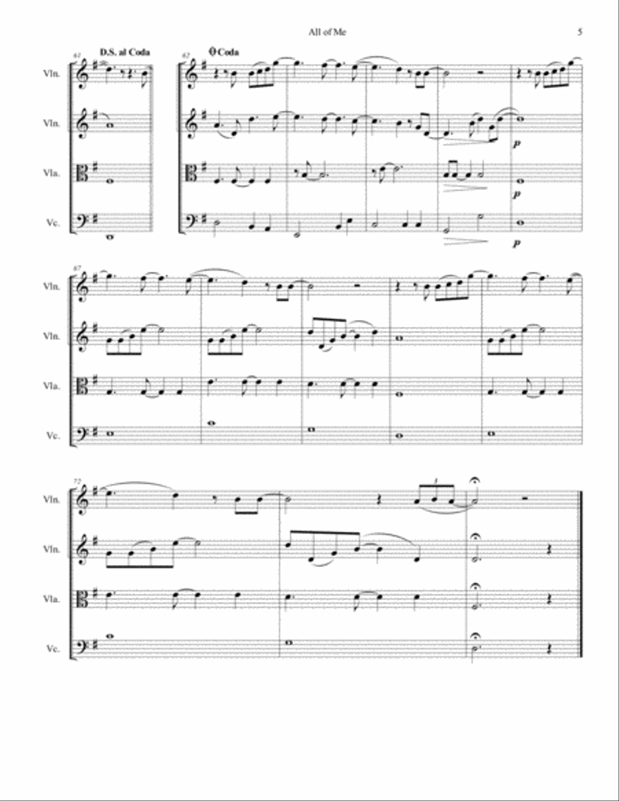 All Of Me String Quartet scores gallery preview page 6