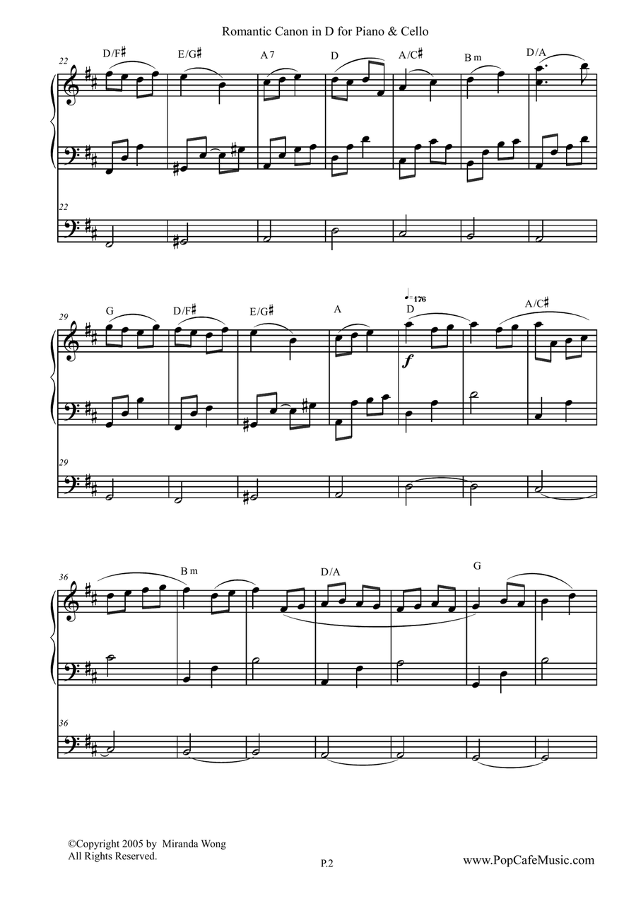 Romantic Canon in D for Piano & Cello Romantic Canon in D for Piano & Cello String Duet scores gallery preview page 2