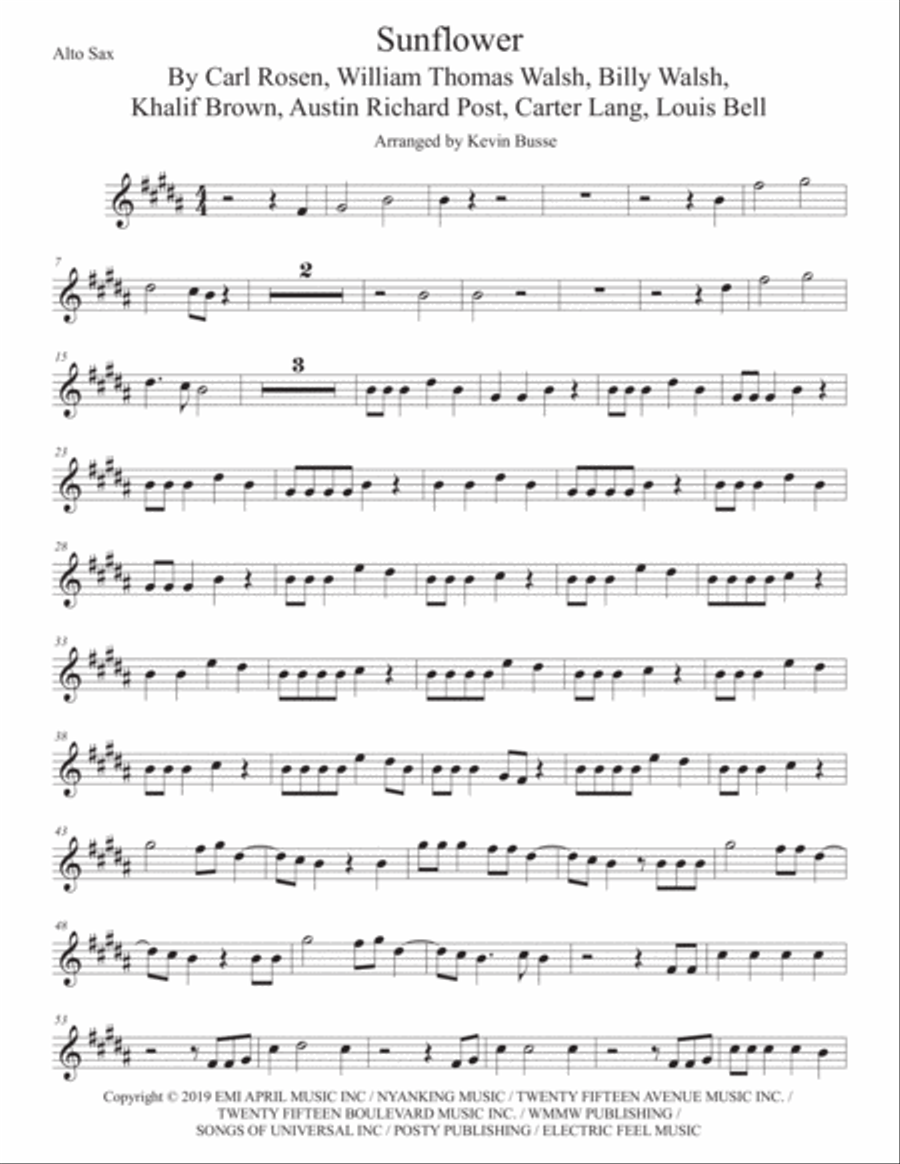 Sunflower Sunflower Alto Saxophone scores gallery preview page 1