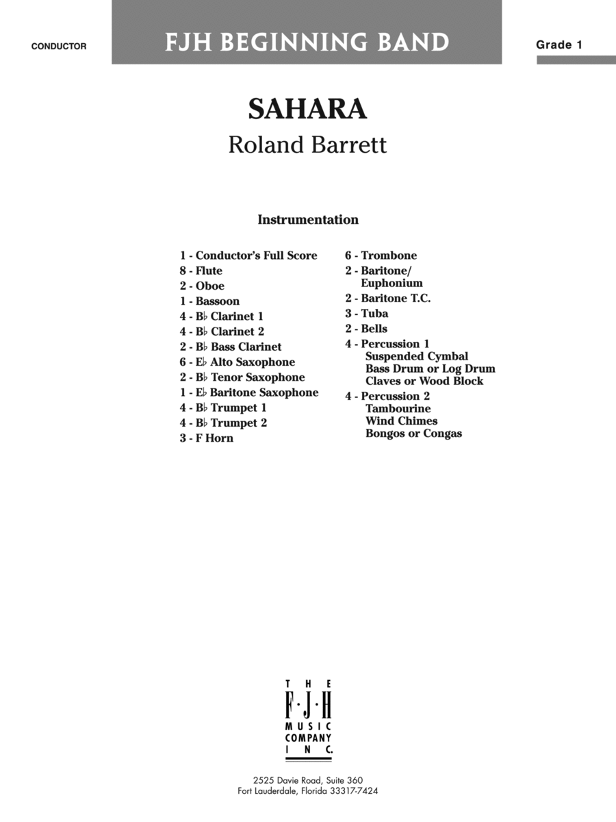 Sahara: Score Concert Band scores gallery preview page 1