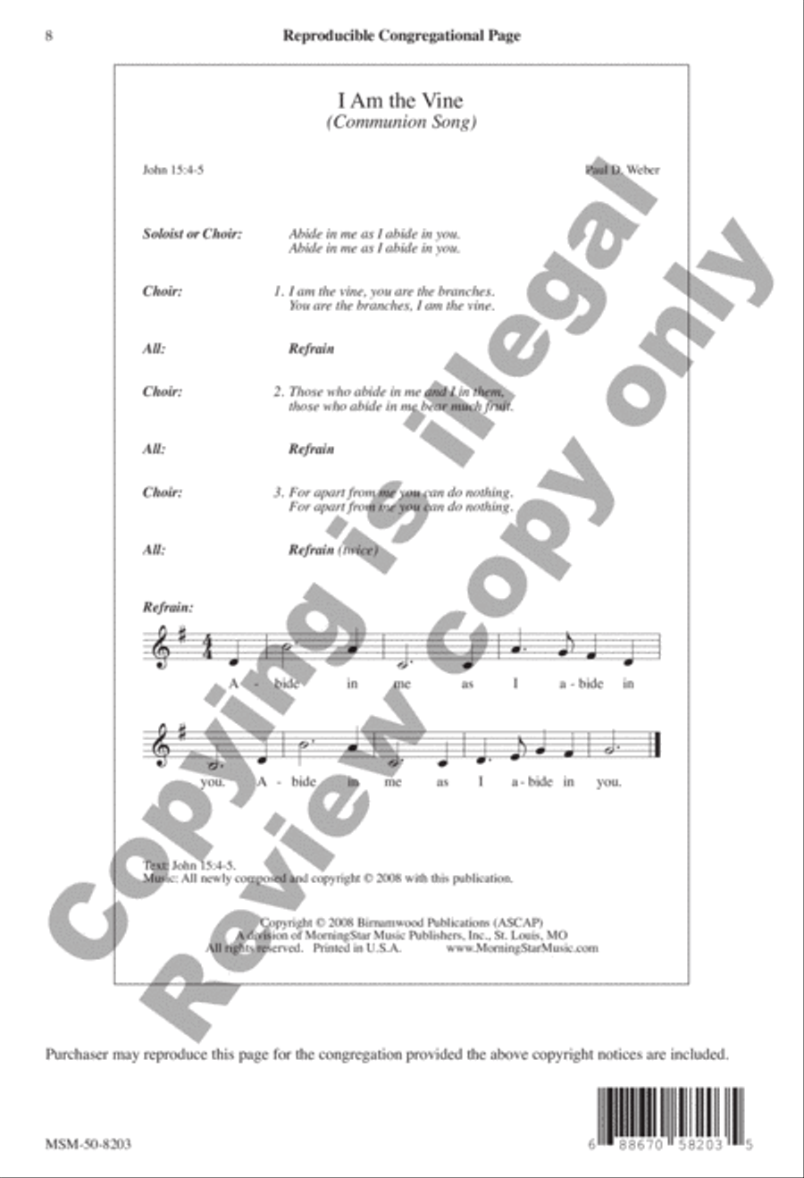 I Am the Vine (Communion Song) 4-Part scores gallery preview page 8