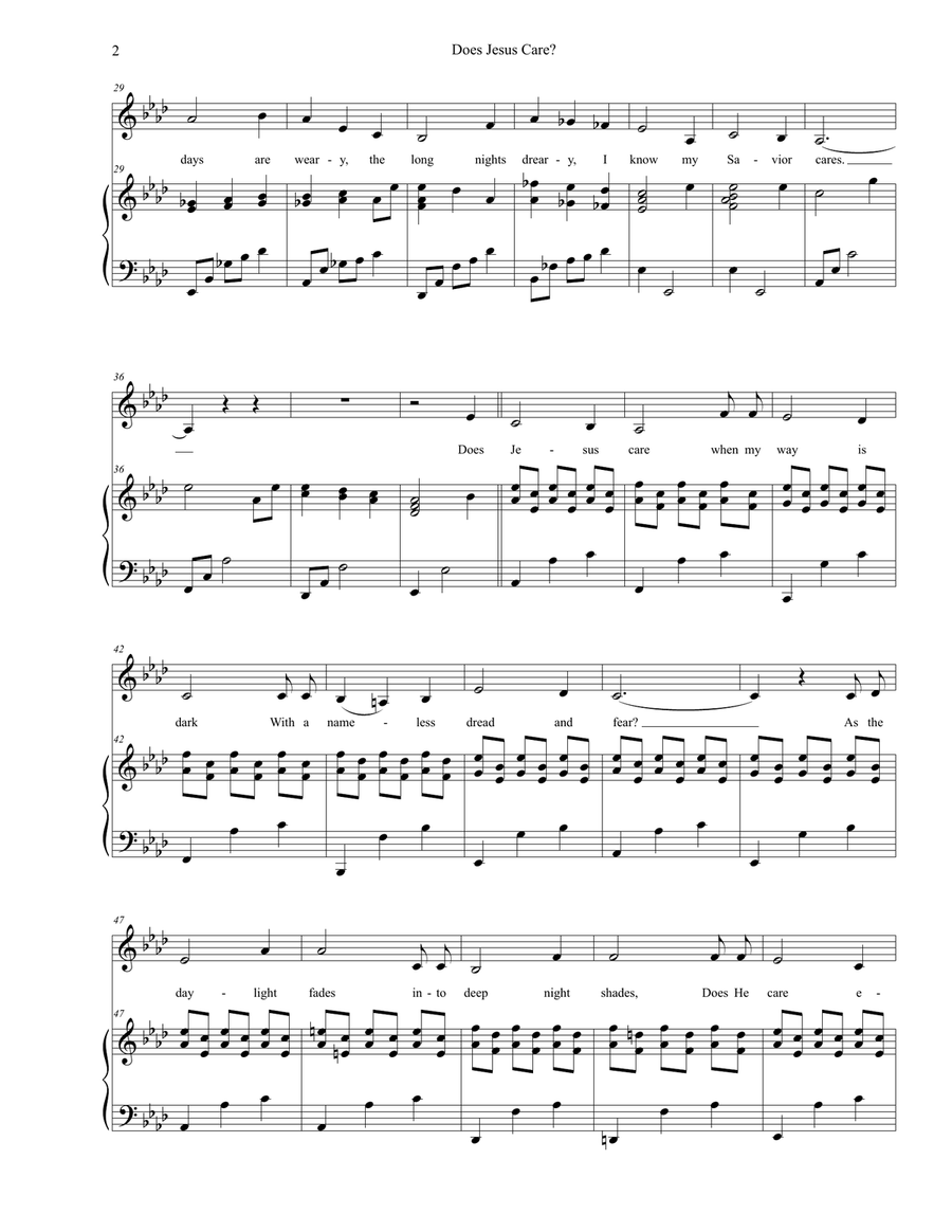 Does Jesus Care? Low Voice scores gallery preview page 4