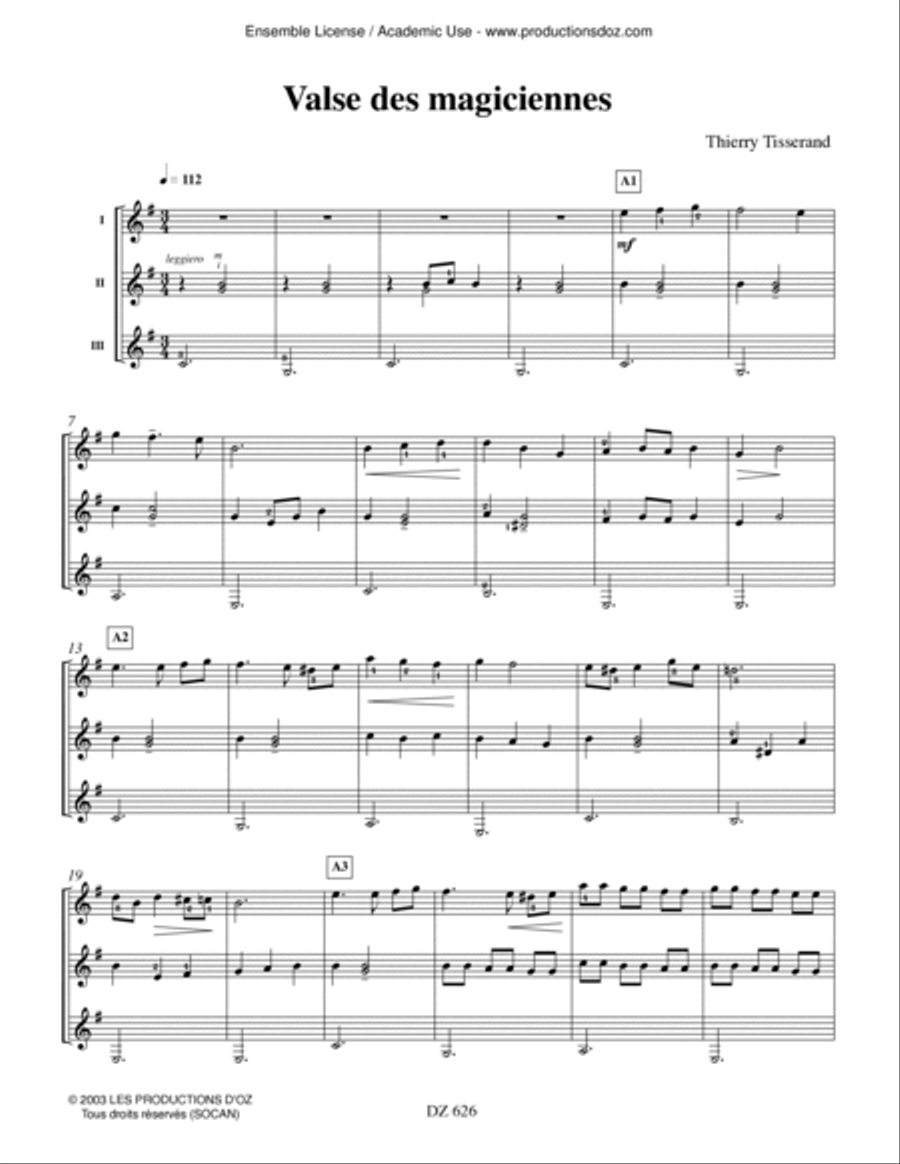 Valse des magiciennes, Valse des ombrelles Guitar Ensemble scores gallery preview page 3