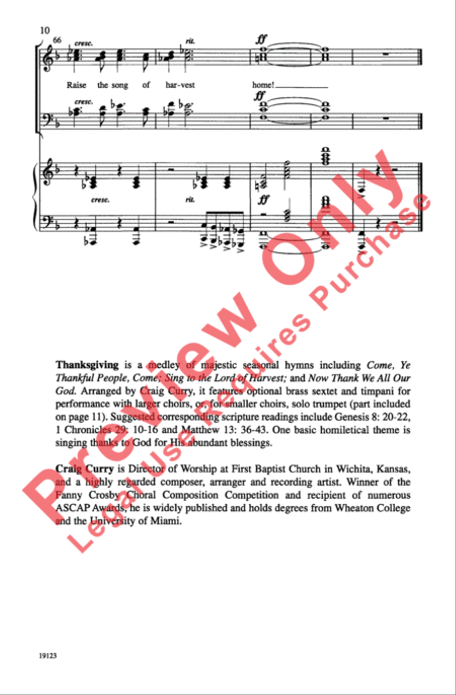 Thanksgiving (A Medley of Hymns) 4-Part scores gallery preview page 10