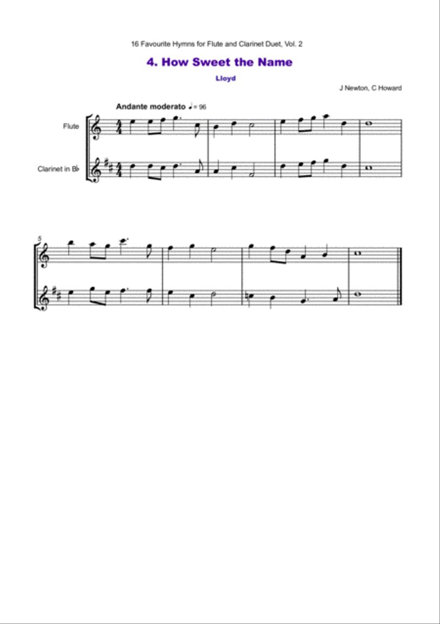 16 Favourite Hymns Vol.2 for Flute and Clarinet Duet Woodwind Duet scores gallery preview page 5