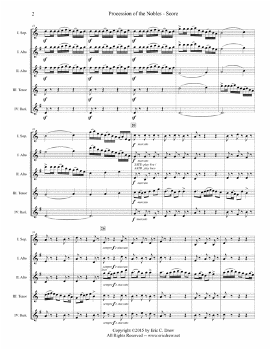 Procession of the Nobles (from the Opera Mlada, Act 2, Scene 3) Saxophone Quartet scores gallery preview page 4