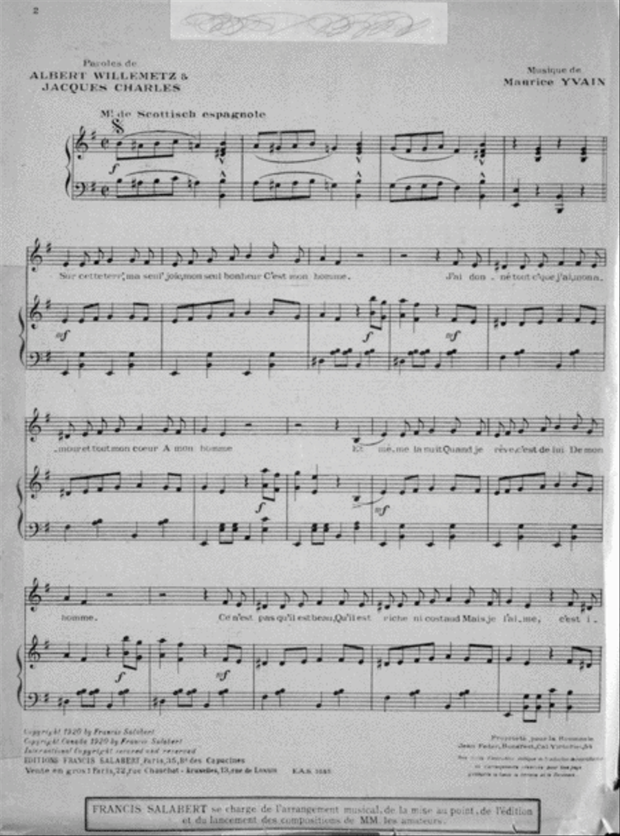 Mon Homme. Le Succes De Mistinguett et Harry Pilcer Voice scores gallery preview page 2