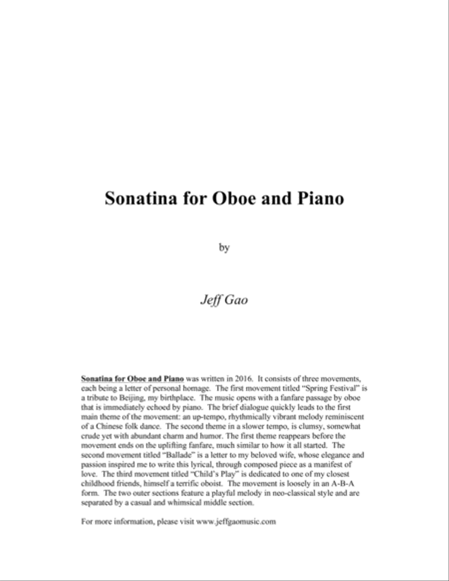 Sonatina for Oboe & Piano