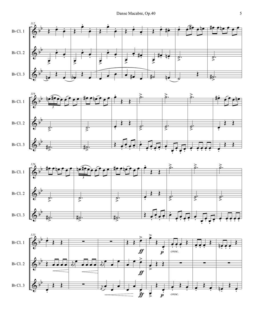 Danse Macabre - Camille Saint-Saëns / Arr. for clarinet trio Clarinet Trio scores gallery preview page 5