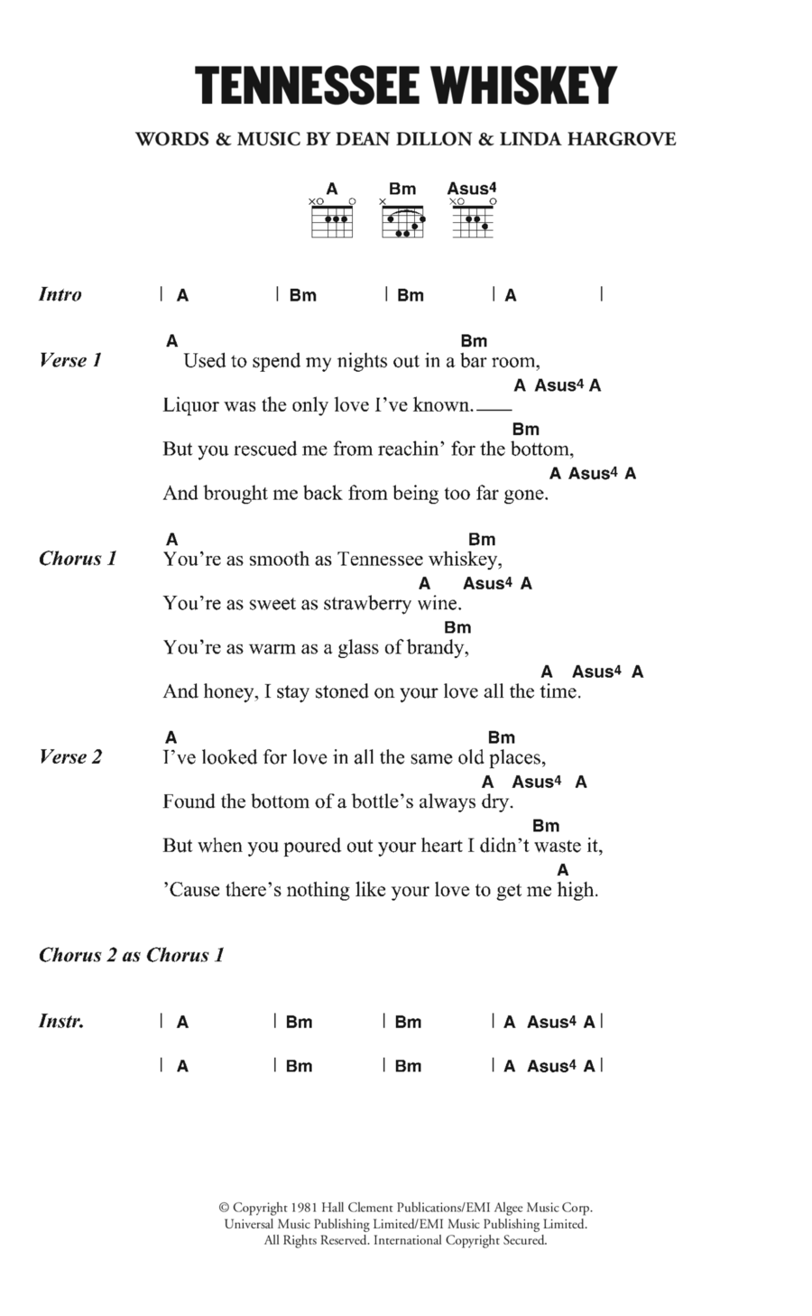 Tennessee Whiskey Tennessee Whiskey Electric Guitar scores gallery preview page 1