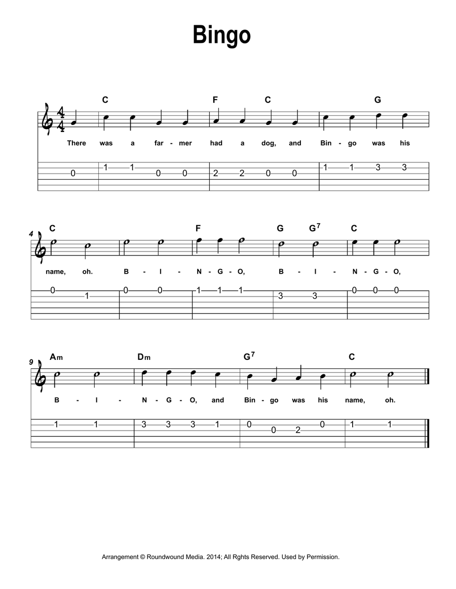 Easy Guitar Nursery Rhymes and Children's Songs (w/chords and TAB) Guitar Tablature scores gallery preview page 5