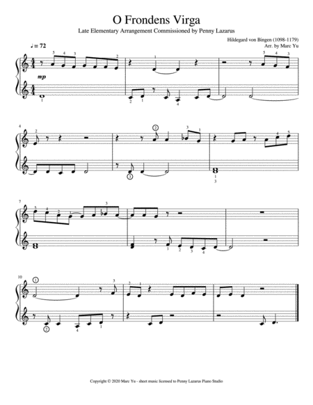 O Frondens Virga - Late Elementary Piano Arrangement image number null