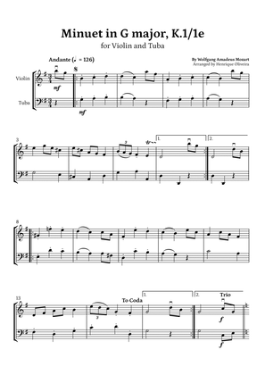 Book cover for Minuet in G major, K.1/1e (Violin and Tuba) - W. A. Mozart