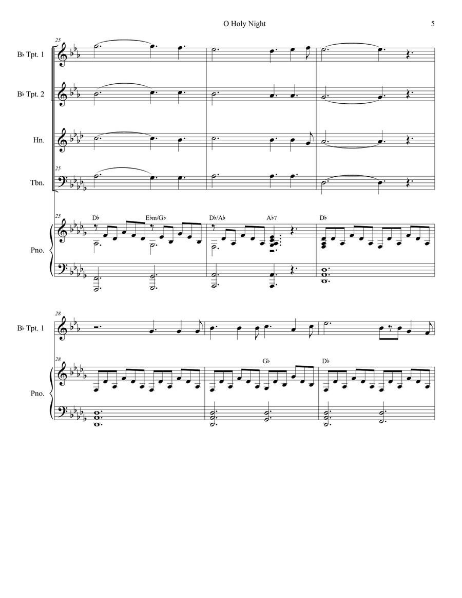 O Holy Night (for Brass Quartet and Piano) Brass Quartet scores gallery preview page 6