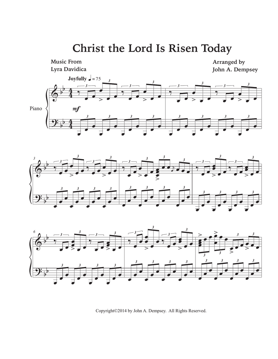 Christ the Lord is Risen Today (Piano Solo in Bb Major) image number null