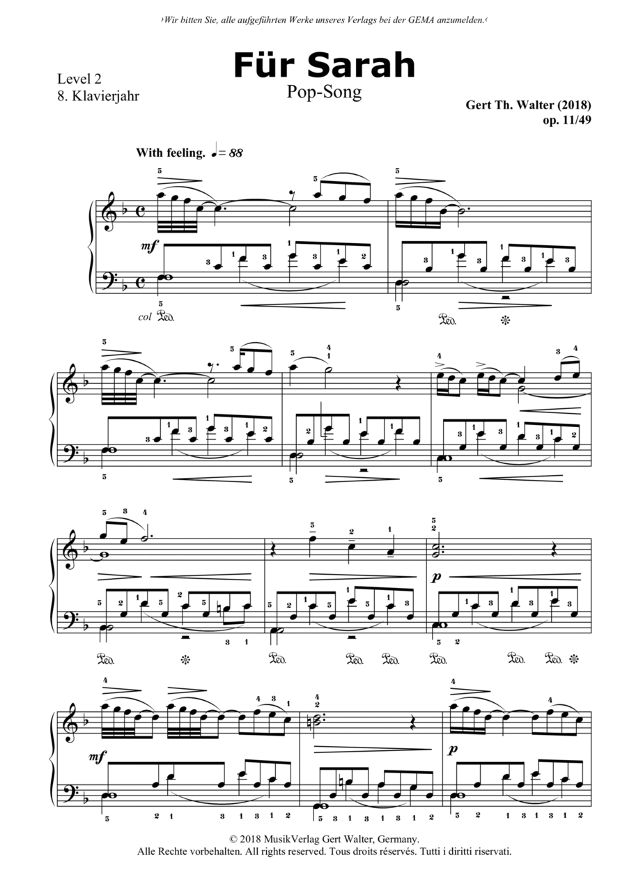 Für Sarah Piano Solo scores gallery preview page 1