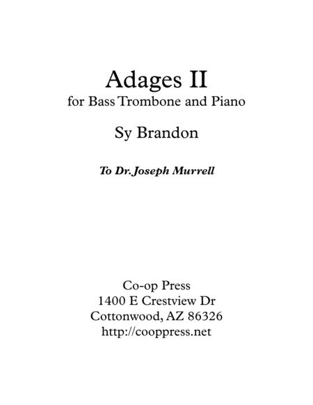 Adages II for Bass Trombone and Piano image number null