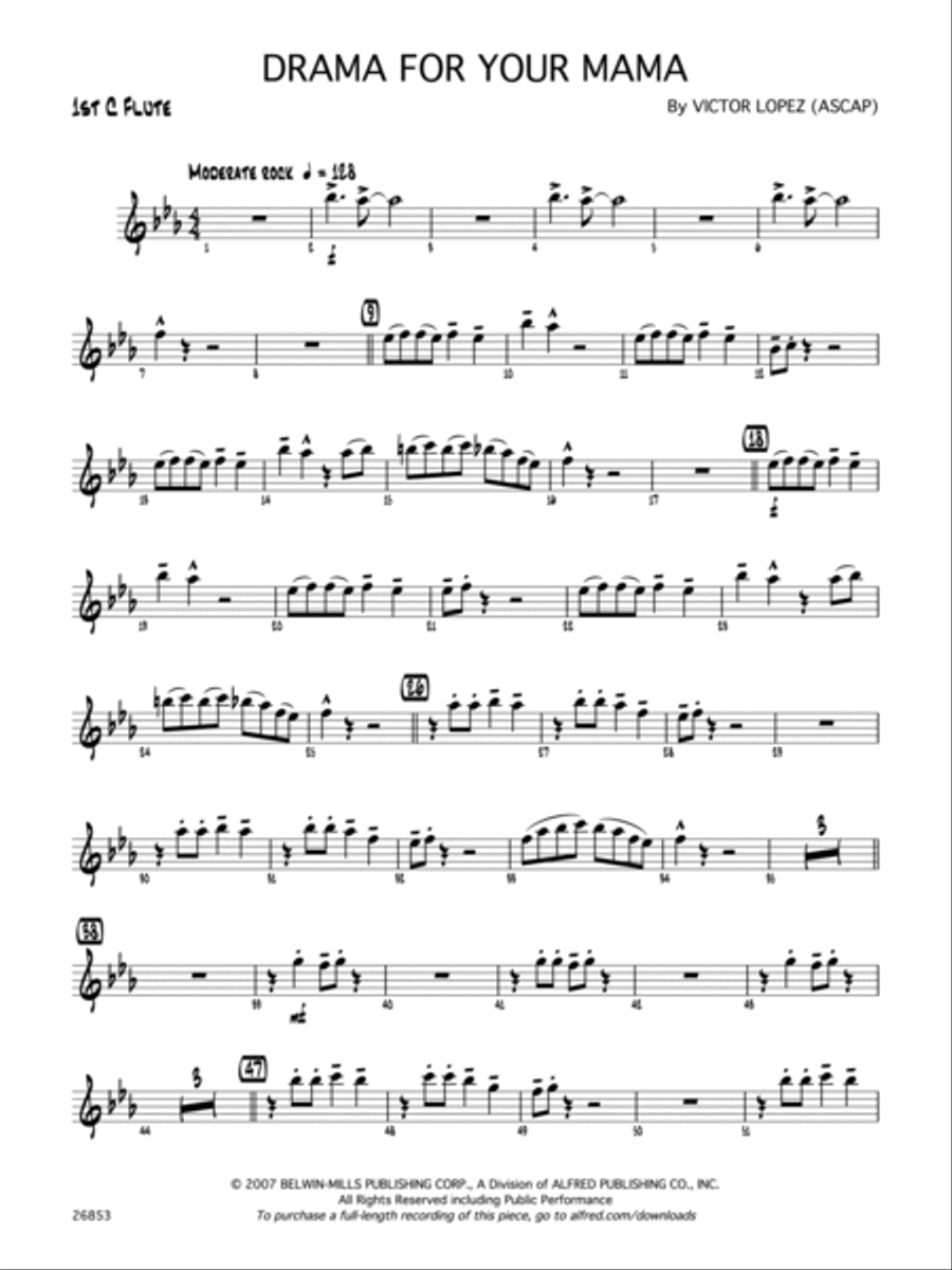 Drama for Your Mama: Flute Jazz Ensemble scores gallery preview page 1
