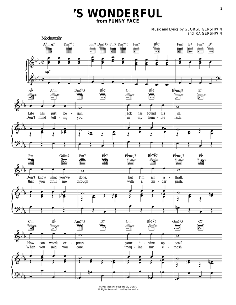 'S Wonderful 'S Wonderful Piano, Vocal, Guitar scores gallery preview page 1