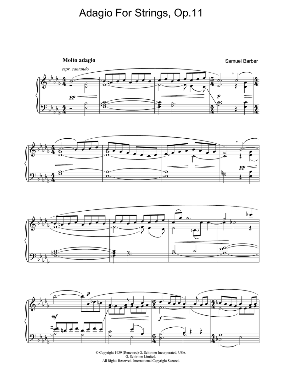 Adagio For Strings Op. 11 String Orchestra scores gallery preview page 1