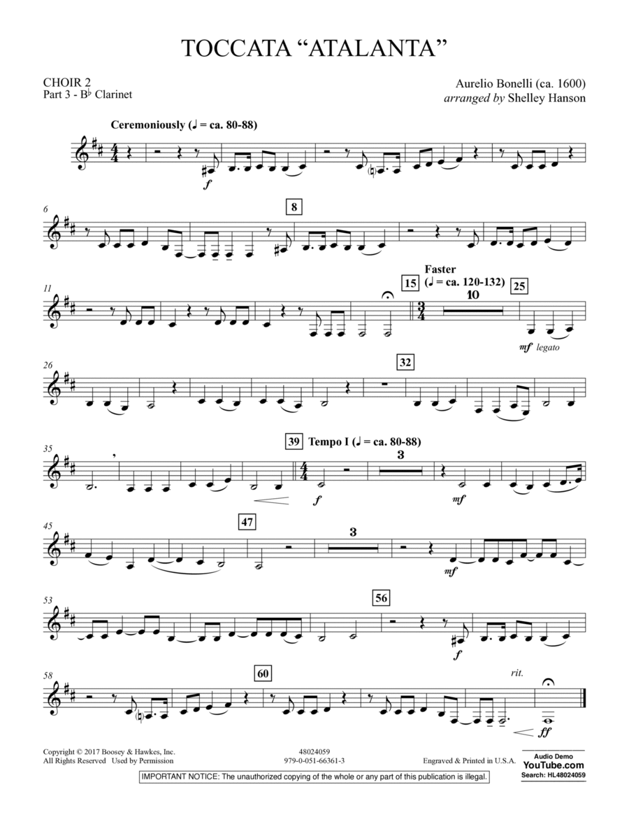 Toccata ("Atalanta") - Choir 2-Pt 3-Bb Clarinet